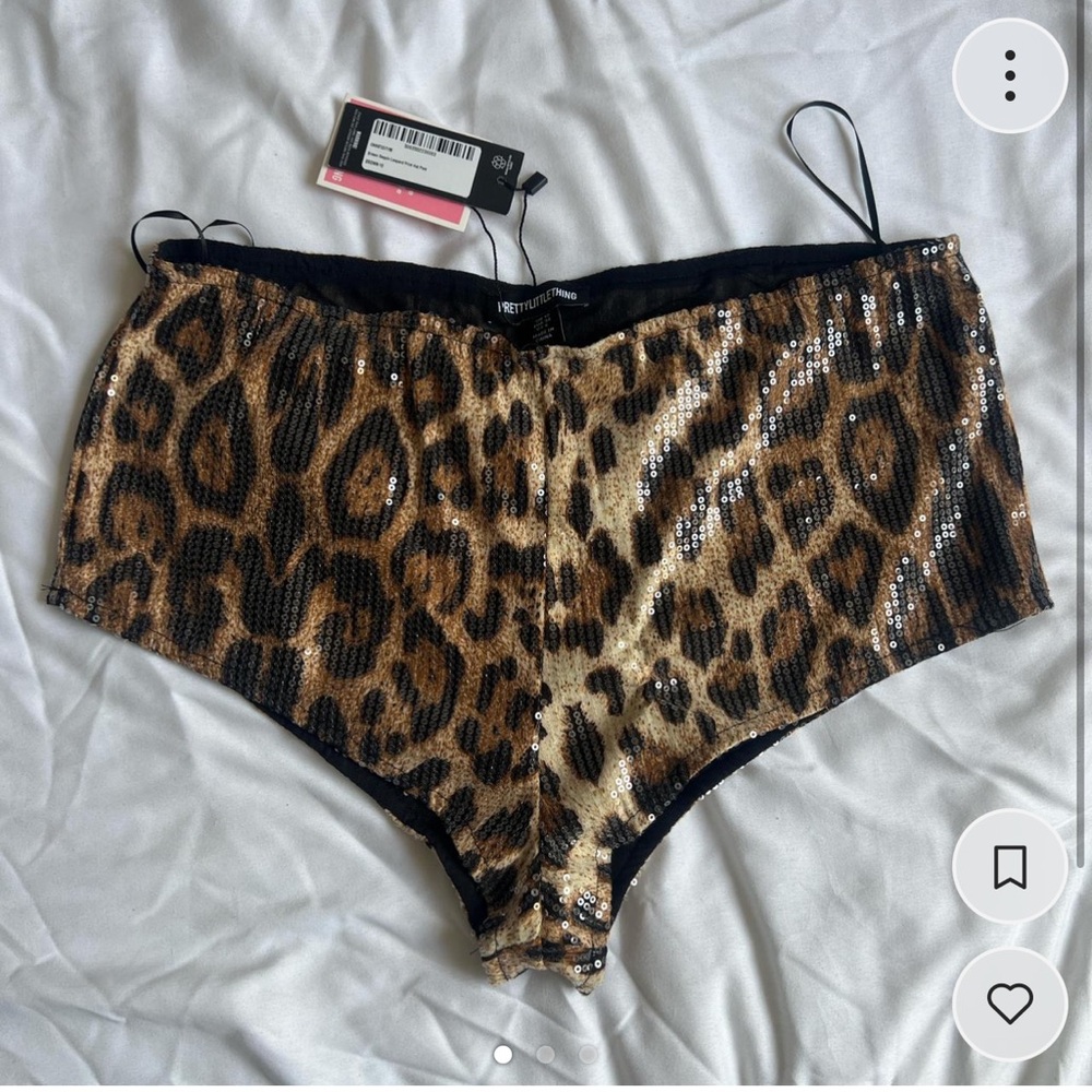 Leopard print sequin shorts